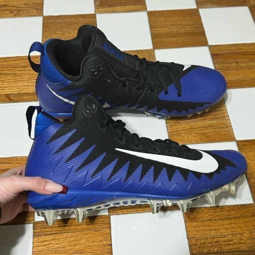 Nike Alpha Menace Pro Mid Football Cleats Size 12.5 Men Blue Black